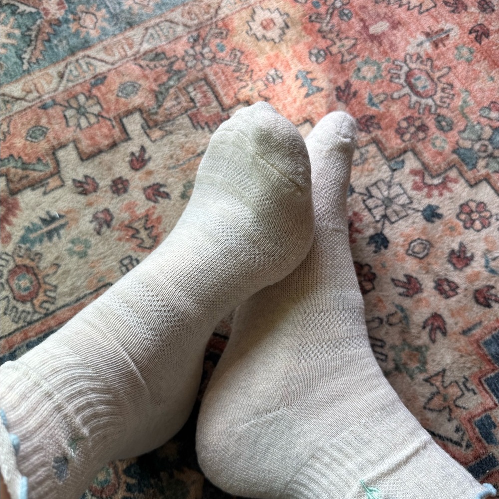 Worn Woman’s cream crew socks - Picture 4 of 5